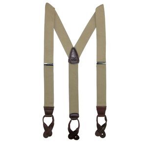 CTM Men's Elastic Button End Dress Suspenders with Silver Hardware